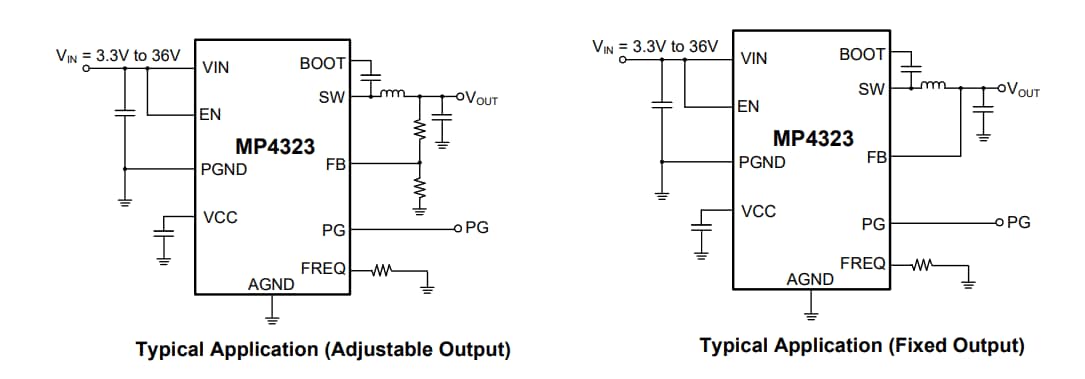 Application Circuit Diagram - Monolithic Power Systems (MPS) MP4323 Synchronous Step-Down Converters